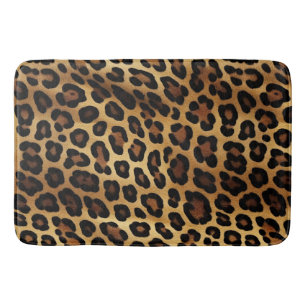 Gold Brown Black Leopard Animal Print Badematte