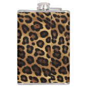 Gold Brown Black Leopard Animal Print Flachmann (Rückseite)