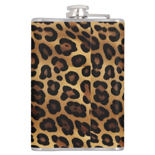 Gold Brown Black Leopard Animal Print Flachmann (Rückseite)