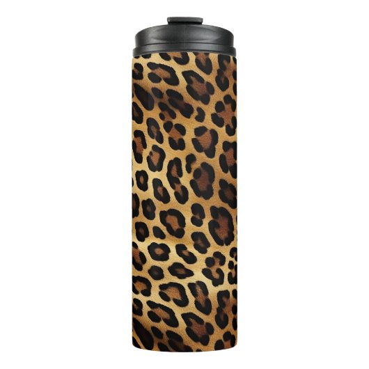 Gold Brown Black Leopard Animal Print Thermosbecher (Vorderseite)