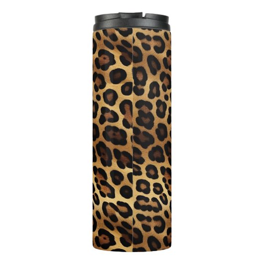 Gold Brown Black Leopard Animal Print Thermosbecher (Rückseite)