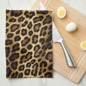 Gold Brown Black Leopard Print Geschirrtuch (Viertel Falte)