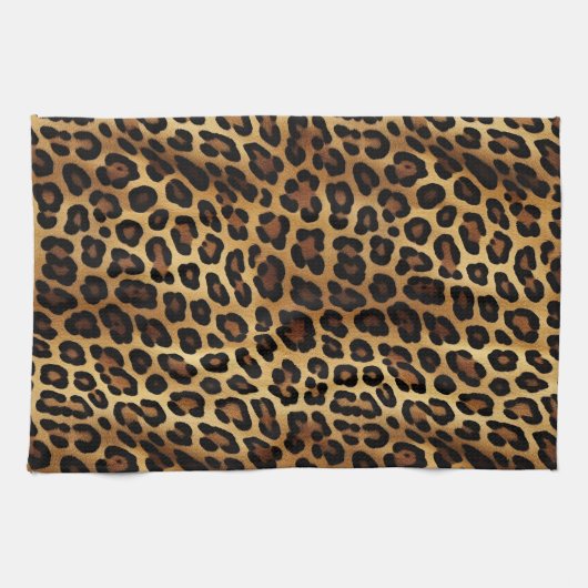 Gold Brown Black Leopard Print Geschirrtuch (Horizontal)