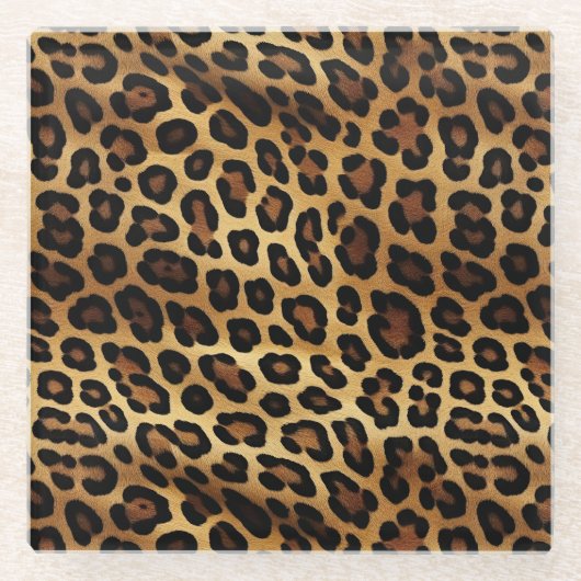 Gold Brown Black Leopard Print Glasuntersetzer (Vorderseite)