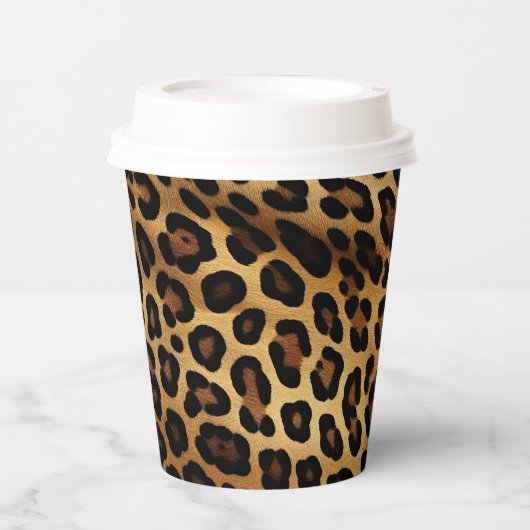 Gold Brown Black Leopard Print Pappbecher (Vorderseite)