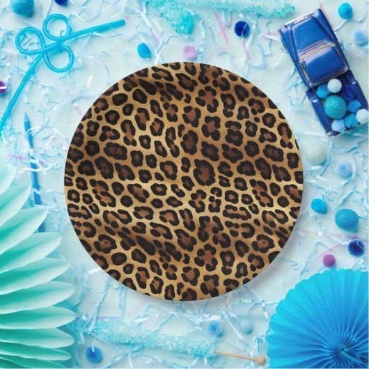 Gold Brown Black Leopard Print Pappteller (Party)