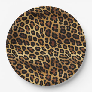 Gold Brown Black Leopard Print Pappteller