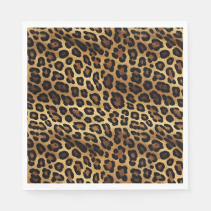 Gold Brown Black Leopard Print Serviette