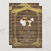 Gold Brown Boy Mexikanische Taufe Einladung (Vorne/Hinten)