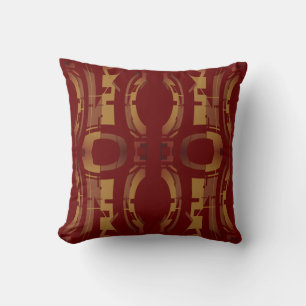 Gold Brown Burgundy Südwest Look Mosaik Abstrakt Kissen