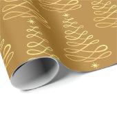 GOLD BROWN CHRISTMAS TREE HAPPY HOLIDAY GESCHENKPAPIER (Rolleneckpunkt)