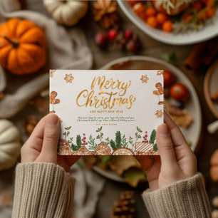 Gold Brown Frohe Weihnachtsthema Karte