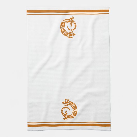 Gold Brown Gecko Southwestern Border Kittuch Geschirrtuch (Vertikal)