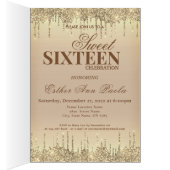 Gold Brown Glitzer Sweet 16 Geburtstag Einladung (Innen (Rechts))