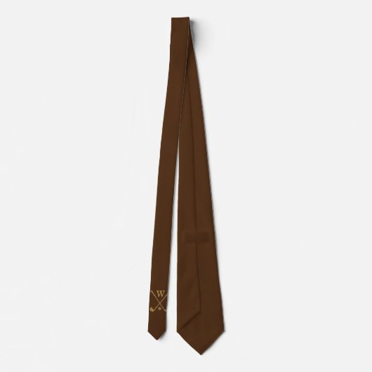 Gold Brown Golf Monogram Initial Krawatte (Rückseite)