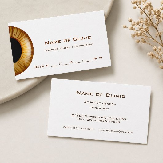 Gold Brown Iris Eye Exam Erinnerung Terminkarte