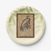 Gold Brown Kissing Giraffes Zoo Kinderdusche Pappteller (Vorderseite)