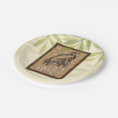 Gold Brown Kissing Giraffes Zoo Kinderdusche Pappteller (Schrägansicht)