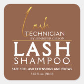 Gold & Brown Lash Tech Shampoo Aufkleber | Luxus  (Vorderseite)