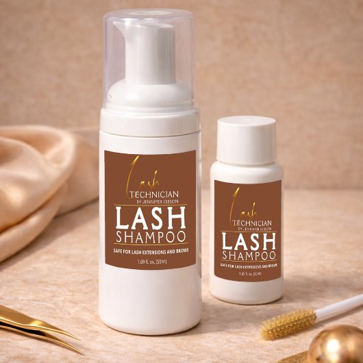 Gold & Brown Lash Tech Shampoo Aufkleber | Luxus 