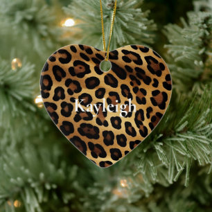 Gold Brown Leopard Animal Print Keramik Ornament