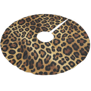 Gold Brown Leopard Animal Print Polyester Weihnachtsbaumdecke