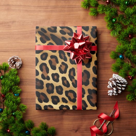 Gold Brown Leopard Print Geschenkpapier (Feiertagsgeschenk)