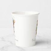 Gold Brown Sage Green Teddy Bear Baby Shower Pappbecher (Links)