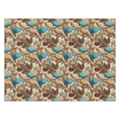 Gold Brown Turquoise Cacao Pattern Tischdecke (Vorderseite (Horizontal))