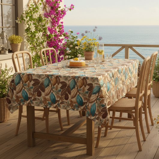 Gold Brown Turquoise Cacao Pattern Tischdecke