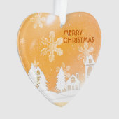 Gold Brown White Snow House Weihnachten Ornament (Vorderseite)