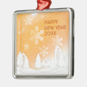 Gold Brown Winter Wonderland Frohes Neues Jahr Ornament Aus Metall (Links)