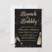 Gold Brunch & Bubbly Brautparty Einladung (Vorderseite)