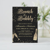 Gold Brunch & Bubbly Brautparty Einladung (Stehend Vorderseite)