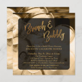 Gold Brunch & Bubbly Champagner Foto Einladung (Vorne/Hinten)