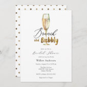 Gold Brunch und Bubbly Champagne Brautparty Inv Einladung (Vorne/Hinten)