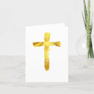 Gold Brush Cross - Modern Christian Crucifix Feiertagskarte