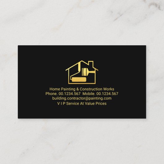 Gold Brush Grau Black Layer Gold Tab Visitenkarte (Rückseite)