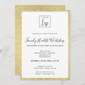 GOLD BRUSH RAIN STROKE IHRE LOGO WORKSHOP EREIGNIS EINLADUNG (Vorne/Hinten)