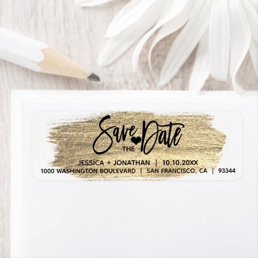 Gold Brush SAVE THE DATE Hochzeitsfeiern Rücksende (Insitu)