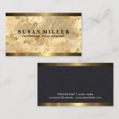 Gold Brushed Gold Blume Blätter | Metallisch Visitenkarte (Vorne/Hinten)