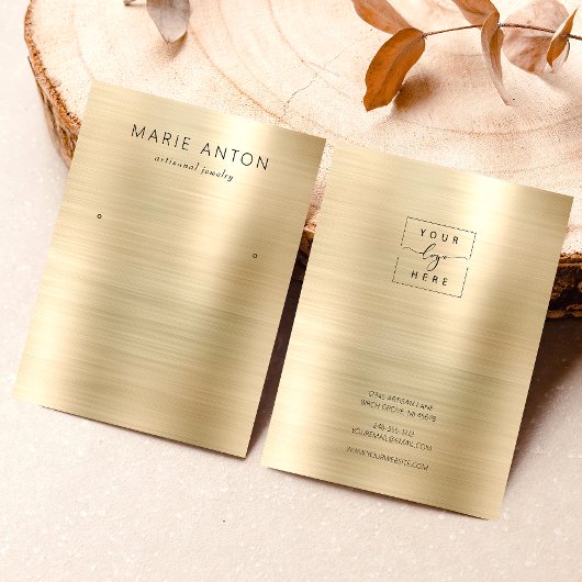 Gold Brushed Metal Earring Display Card Visitenkarte