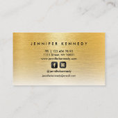 Gold Brushed Metal Elegante Monogram Script modern Visitenkarte (Rückseite)