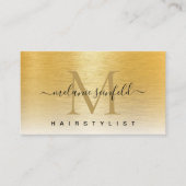 Gold Brushed Metal Elegante Monogram Script modern Visitenkarte (Vorderseite)