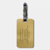Gold Brushed Metal Monogram Name Script Gepäckanhänger (Rückseite vertikal)