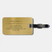 Gold Brushed Metal Monogram Name Script Gepäckanhänger (Rückseite horizontal)