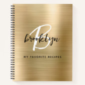 Gold Brushed Metal Monogram Rezept Book Notizblock (Vorderseite)