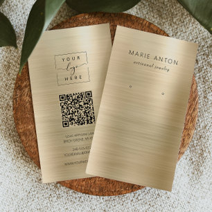 Gold Brushed Metal QR Code Earring Display Card Visitenkarte