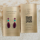 Gold Brushed Metal QR Code Earring Display Card Visitenkarte