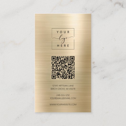 Gold Brushed Metal QR Code Earring Display Card Visitenkarte (Rückseite)
